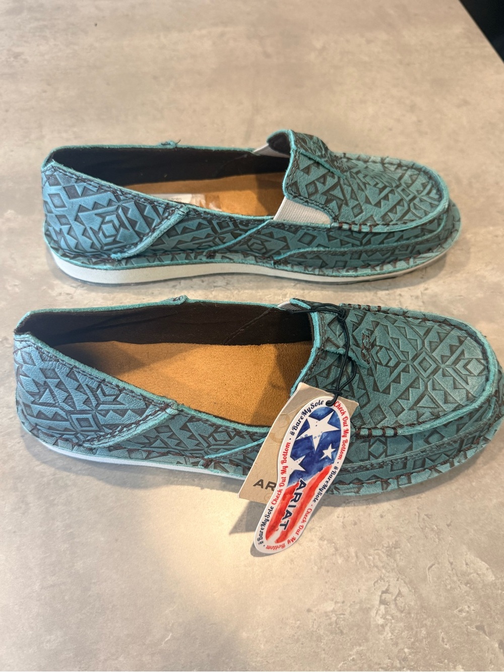 Ariat Teal Geometric Slip-On Loafers - Picture 5 of 8